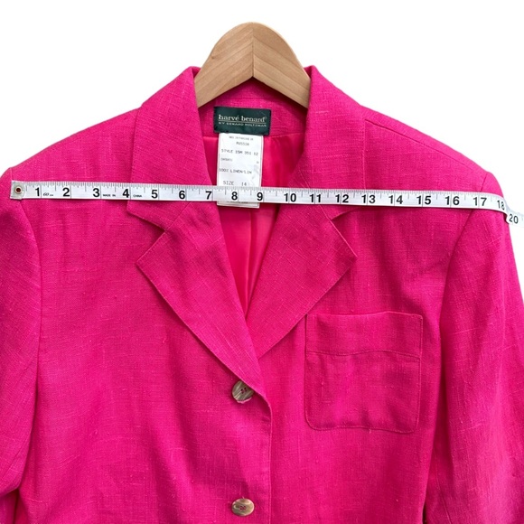 Vintage Harve' Benard Women's Pink 100% Linen with Front Pocket Jacket Size: 14 - Picture 9 of 13